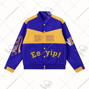 Sigma Gamma Rho Custom Greek Apparel Chaqueta de carreras de cuero PU Premium con logotipo personalizado Chaqueta de carreras para mujer - Product Image 1
