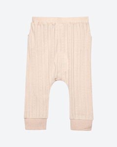 Pantalon de survêtement en tricot beige certifié OEKO-TEX pour filles, avec patch escargot sur la jambe gauche, style normcore/minimaliste, en coton biologique à carreaux - Product Image 4