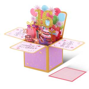 Happy 16th Pop up Card <span class=keywords><strong>Carte</strong></span> d'<span class=keywords><strong>anniversaire</strong></span> pour filles garçons, Sweet 16 Birthday 3D Cartes de voeux avec enveloppe et voeux - Product Image 2