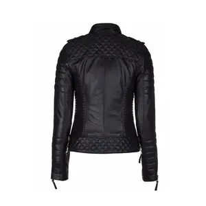 Venta al por mayor de ropa de diseñador de moda Casual chaqueta recortada Patchwork Pu chaquetas de cuero para las mujeres - Product Image 2