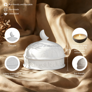 Jueone Crescent Moon Eid Al-Fitr Ramadan Décoration de maison en béton écologique 8oz Pot à bougie vide réutilisable pour l'intérieur/l'extérieur Ornement - Product Image 1