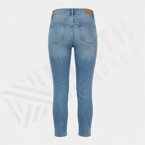 Jeans skinny ajustés pour femmes, tendance actuelle, de haute qualité, décontractés, couleur personnalisée, pantalon en denim délavé, logo à la taille, pantalon - Product Image 2