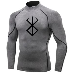 Chemises élégantes pour hommes de haute qualité New Slim Fit Respirant Workout Jogging Wear 3D Printed Full Sleeves Rash Guard - Product Image 2