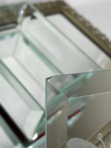 กล่องแหวนแก้วดีไซน์3D สดใสอุปกรณ์จัดระเบียบทำจากแก้วและโลหะสีทองกรอบขัดมันสำหรับเป็นของขวัญแต่งงาน - Product Image 2