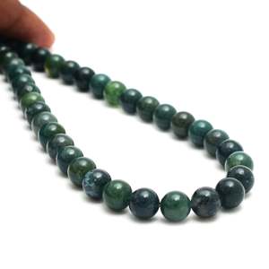 Natural Moss Agate <b>Crystal</b> Gemstone Round Green <b>Beads</b> Loose Strand for Jewelry Making Chakralume Wholesale Bulk Supply - Product Image 2