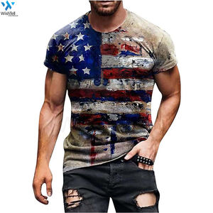 Camiseta personalizada para hombre con sublimación de bandera americana Nuevo diseño Camiseta personalizable por sublimación - Product Image 6