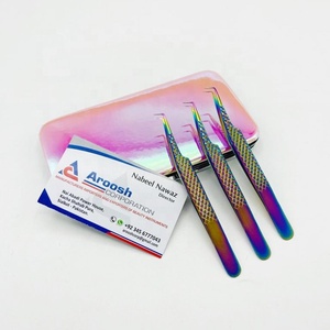 Vente en gros de pinces professionnelles solides en acier inoxydable à 90 degrés, plasma arc-en-ciel, extensions de cils à poignée diamantée - Product Image 6