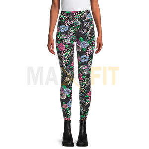 Mallas de gimnasio de cintura alta ajustadas con estampado floral para mujer de diseño superior personalizado de MAXFIT ENTERPRISES Estilo deportivo informal - Product Image 1