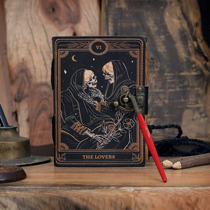 The Lovers-Cuaderno de Tarot en espiral, cuaderno gótico, impresor de diarios antiguos, diario de cuero - Product Image 1