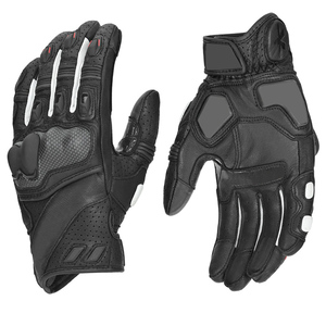 Gants de moto en cuir véritable pour hommes, style motard perforé, gants de sécurité pour les mains de café et de ski - Product Image 1