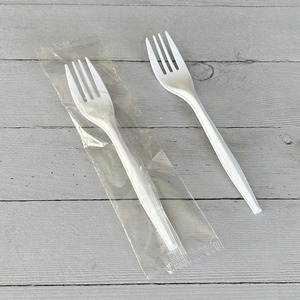 Boardwalk 5.51 In. Long White Disposable Polypropylene <b>Plastic</b> Fork Cutlery Mediumweight <b>Wrapped</b> 1000/Carton for Parties - Product Image 3