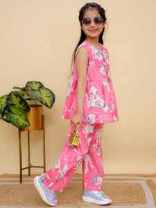 ชุดเสื้อผ้าสองชิ้นสำหรับเด็กผู้หญิงผ้าฝ้ายอินเดีย100% โลโก้ตามสั่งเสื้อผ้าเด็กผู้หญิงแนวลำลองน่ารัก - Product Image 4