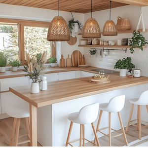 Lampe suspendue moderne vietnamienne en jonc de mer avec abat-jour minimaliste pour la décoration intérieure dans le salon ou l'hôtel de villégiature - Product Image 3