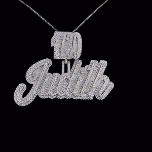 Pendentif Lettre Judith Hip Hop Unisexe de Qualité Supérieure avec Fermoir Personnalisé en Argent Sterling 925 et Moissanite VVS Certifiée GIA pour Soirée Dorée - Product Image 1