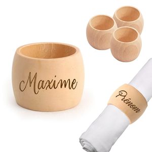 Porte-rond de serviette en bois avec logo personnalisé look élégant pour les hôtels accessoires de décoration de table rond de serviette en bois pour la vente - Product Image 1