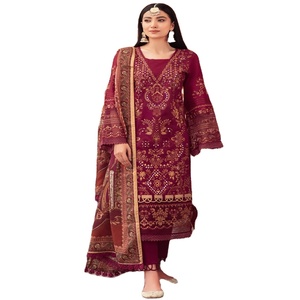 Ramsha Volume ANDAAZ, colección de verano para mujeres, diseñadores paquistaníes, trajes de césped de 3 piezas completamente bordados para ropa de fiesta - Product Image 1