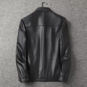 Nouveau style de mode en détresse veste en cuir hommes en peau d'agneau véritable vestes en cuir pour hommes - Product Image 3
