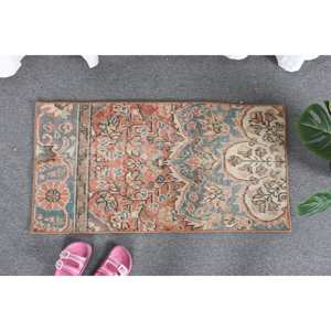 พรมขนสัตว์เย็บปะติดปะต่อกันแนววินเทจ2.9ft x 1.5 x พรมสานแบบตุรกีพรมสีแดงสีน้ำเงินสำหรับตกแต่งห้องนั่งเล่น - Product Image 1