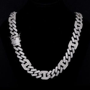 Collar de Cadena Cubana Unisex de Plata 925 con Moissanita de 16 mm, Joyería Hip Hop Personalizada con Piedras, Ideal para Regalo de Boda para Hombre - Product Image 4