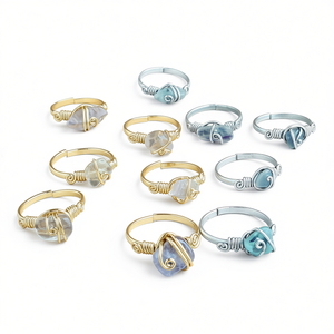 Gold and Silver Plated Wire Wrapped Fashion <b>Rings</b> with Natural Stone Resale Appeal Product - Product Image 2