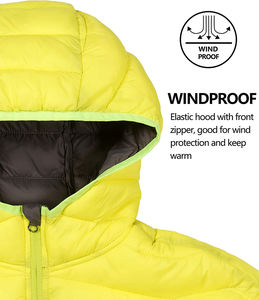 Conçu sur mesure pour hommes XL Manteau d'hiver léger de haute qualité Veste bouffante coupe-vent avec capuche debout en tissu recyclé - Product Image 4