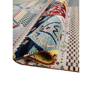 Alfombras Manchaha de Lana y Seda de Bambú Anudadas a Mano, Diseño de Parches Rojos y Naranjas para Uso Doméstico-Les-562 - Product Image 2