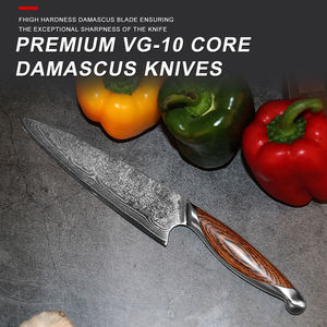 Vente en gros de coutellerie OEM ODM personnalisée Couteau de chef professionnel Damas Manche en bois pour la cuisine Lame fixe et tranchante - Product Image 3