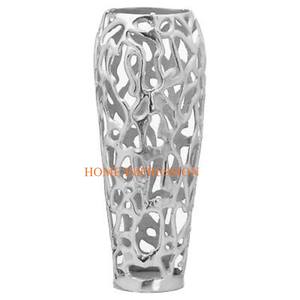 Vases et Pots de luxe à fleurs décoratives pour la maison Vases et pots d'intérieur et d'extérieur en aluminium argenté pour les meilleures ventes - Product Image 1