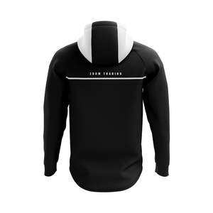 Sweat-shirt décontracté à capuche pour homme, noir et blanc, avec fermeture éclair, poches, coupe classique, en polyester tricoté respirant et écologique - Product Image 1