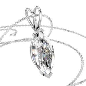 Pendentif en diamant marquise en moissanite plaqué or 14 carats en or massif Collier pour femme Bijoux de fiançailles et de mariage - Product Image 4