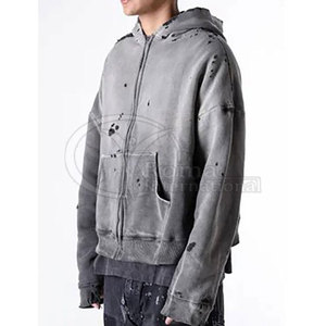 เสื้อฮู้ดดี้ผู้ชายแบบย้อมสีเอซิด สไตล์สตรีทแวร์ ลุคซีดจาง แบบสวมหัว มีบริการสกรีนโลโก้ตามสั่ง - Product Image 5