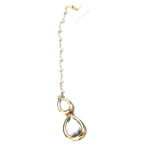 Ensemble de bijoux de mariée vintage Kundan pour femme, plaqué or 18 carats, collier en zircon fin pour mariage - Product Image 4