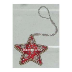 Beautiful New <b>Silver</b> Zari Embroidery Christmas Tree Hanging <b>Ornaments</b> Fabric Material With Beaded Work Used Birthday Party Decor - Product Image 1