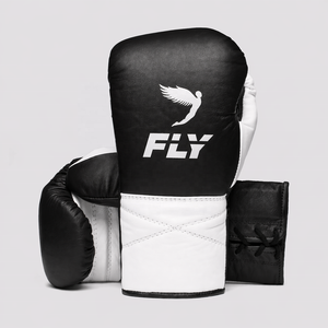 Guantes de Boxeo Profesionales Personalizados FLY Amarillos/Blancos, Modelo X Line, con Cordones, para Entrenamiento de Artes Marciales Mixtas y Kickboxing, de Cuero - Product Image 4
