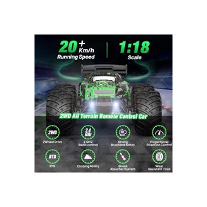 2.4GHz Full Function <b>LED</b> <b>Lighted</b> Rechargeable RC Off-Road Car Remote Controlled Green/<b>Blue</b> Ages 6+ Made in TR Socket Type C - Product Image 5