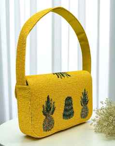 Bolso con cuentas multicolor con asa, bolso de mano, bolso de mano informal, artesanía india, hecho a mano, bolso Baguette, - Product Image 2