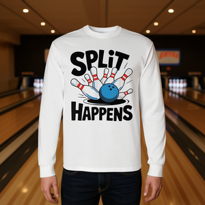 T-shirt promozionale a maniche lunghe con motivo 'Split Happens' per bowler - Product Image 3