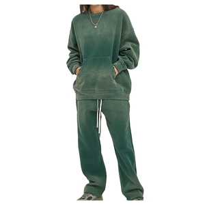Chándales de pantalones acampanados con lavado ácido para hombre, ropa de calle personalizada de fabricante de Pakistán, chándales Unisex Vintage de piedra 500GSM - Product Image 3