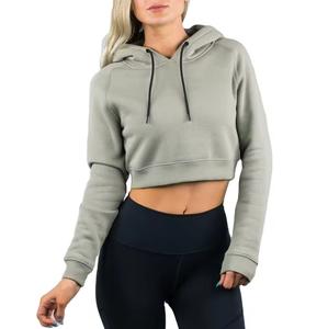 Conception vierge de haute qualité 100% coton poids lourd femmes sweat à capuche complet fermeture éclair personnalisée femmes sweat à capuche court - Product Image 5