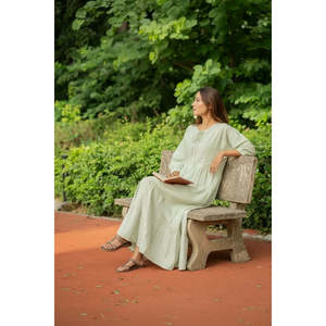 Cotton Midi <b>Dress</b> Breathable Stripe Hand Block Print Oversized <b>Long</b> Sleeve for Leisure Summer Party Club Daily Wear-the Eastern - Product Image 6