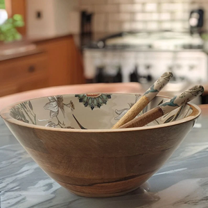Nouveauté : Bol à salade en bois d'acacia naturel poli, écologique, style bohème, ustensiles de cuisine de haute qualité, vente en gros - Product Image 3