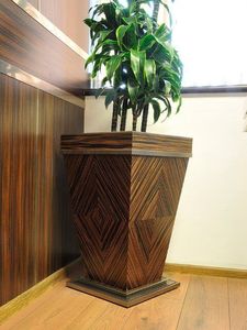 Pot de fleurs en bois rustique élégant pour plantes d'intérieur extérieur jardin patio balcon décor avec texture en bois naturel - Product Image 2