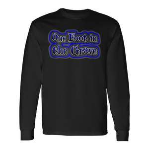 <b>Blue</b> One Foot in the Grave Promotional T-Shirt <b>Long</b> <b>Sleeve</b> Tank <b>Top</b> with Intriguing Graphic Design - Product Image 1
