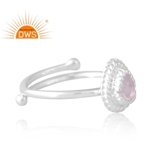 Meilleure vente argent naturel Rose Qurtaz bague en pierres précieuses bijoux personnalisés pour les femmes cadeau pour elle - Product Image 4