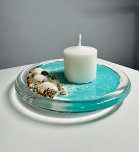 Portavelas de Resina Natural y Madera, Moderno, Hecho a Mano, con Forma Personalizada, para Velas de Té y Velas de Pilar, Decoración del Hogar - Product Image 1