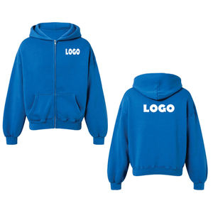 High Quality Customized <b>Men's</b> Oversized Heavyweight 100% Cotton Winter Full Zipper <b>Zip</b>-<b>Up</b> <b>Hoodie</b> Jacket <b>Black</b> Windproof Pocket - Product Image 3