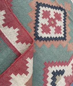 Tapis Kilim en laine de Jute géométrique fait à la main multicolore Style Vintage lavable durable décor de salon à la maison - Product Image 1