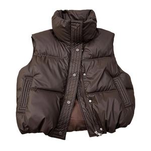 Streetwear Puffy Vest <b>Women</b> Eco-Friendly Breathable Vintage Loose Winter Thick Short Retro Outwear Polyester <b>Waistcoat</b> - Product Image 5