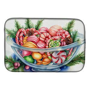 Alfombrilla de cocina ecológica absorbente de agua con diseño de bastones de caramelo navideños, para el hogar, bebés, mesa europea, con función térmica. - Product Image 1