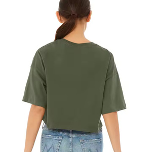 Camiseta azul marino de diseño personalizado para mujer, mezcla de algodón con cuello redondo transpirable sólido y material de poliéster, ropa nueva - Product Image 2